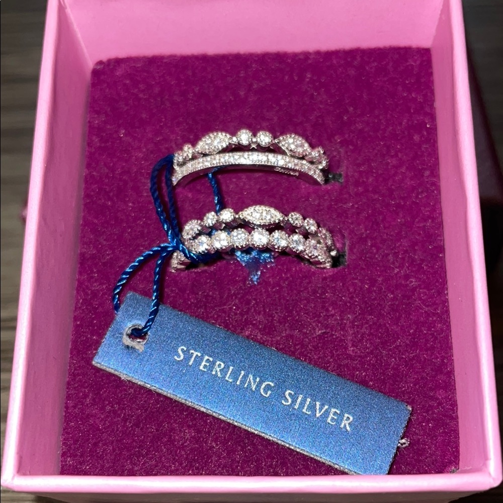 Silver Crystal Stack Rings - Picture 3 of 3